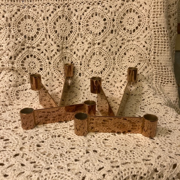 NWOT Georg Jensen Denmark Candlestick Holders - Set of 2 - Bronze Gold - Urkiola - Picture 3 of 15